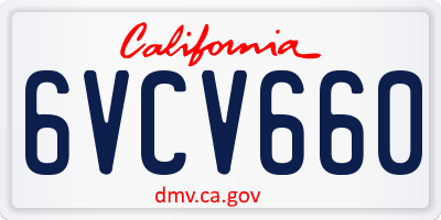 CA license plate 6VCV660