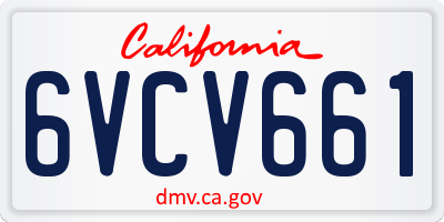 CA license plate 6VCV661