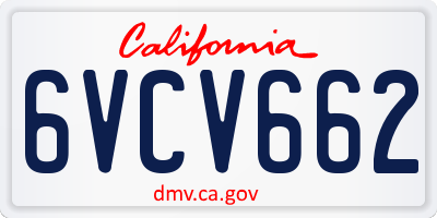 CA license plate 6VCV662