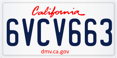 CA license plate 6VCV663