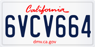 CA license plate 6VCV664