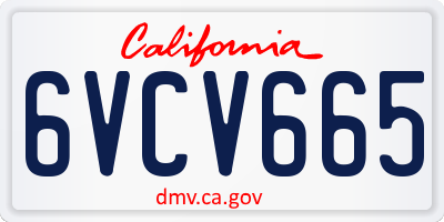 CA license plate 6VCV665