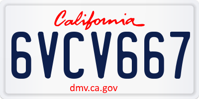 CA license plate 6VCV667