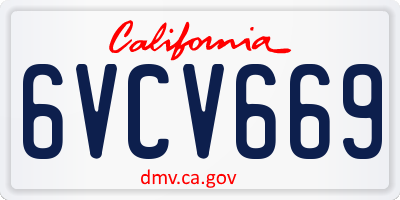 CA license plate 6VCV669