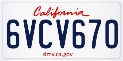 CA license plate 6VCV670