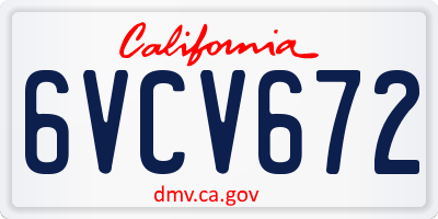 CA license plate 6VCV672