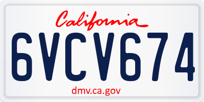 CA license plate 6VCV674