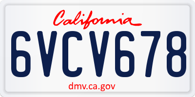 CA license plate 6VCV678