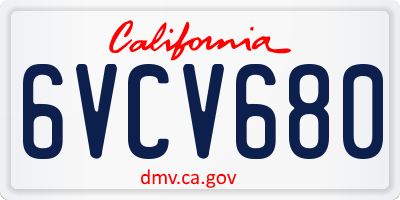 CA license plate 6VCV680