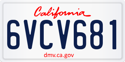 CA license plate 6VCV681