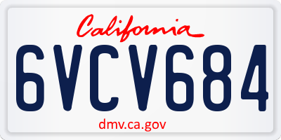 CA license plate 6VCV684