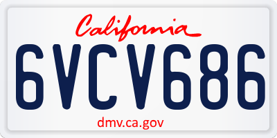 CA license plate 6VCV686