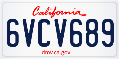 CA license plate 6VCV689