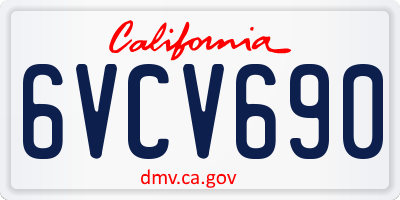 CA license plate 6VCV690