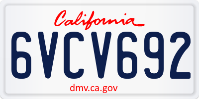 CA license plate 6VCV692