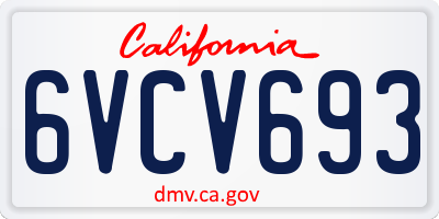 CA license plate 6VCV693