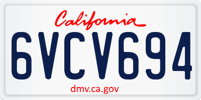 CA license plate 6VCV694