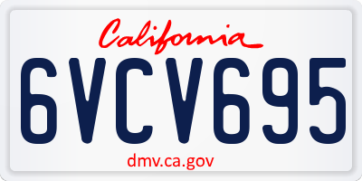 CA license plate 6VCV695