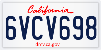 CA license plate 6VCV698