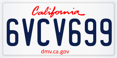 CA license plate 6VCV699