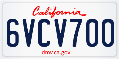 CA license plate 6VCV700