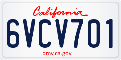 CA license plate 6VCV701