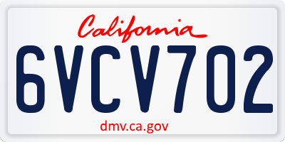 CA license plate 6VCV702