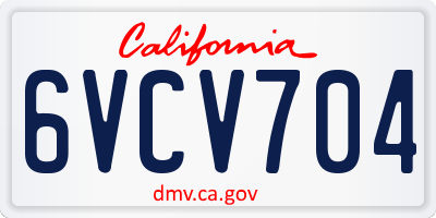 CA license plate 6VCV704