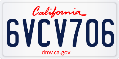 CA license plate 6VCV706
