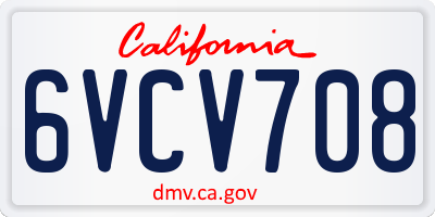 CA license plate 6VCV708