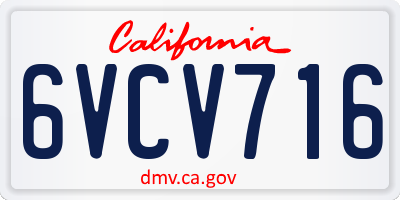 CA license plate 6VCV716