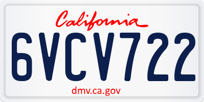 CA license plate 6VCV722