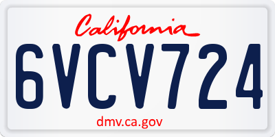 CA license plate 6VCV724