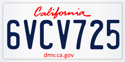 CA license plate 6VCV725