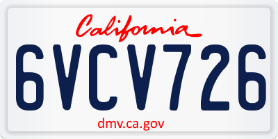 CA license plate 6VCV726
