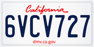 CA license plate 6VCV727