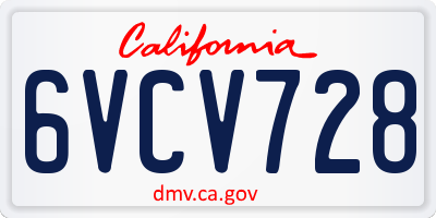 CA license plate 6VCV728