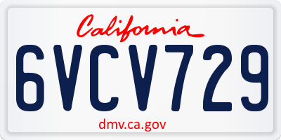 CA license plate 6VCV729