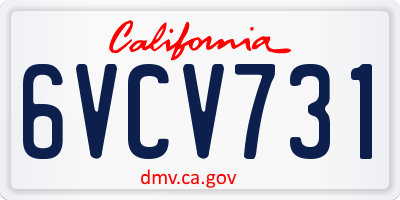 CA license plate 6VCV731