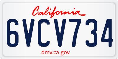 CA license plate 6VCV734