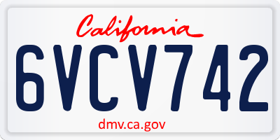CA license plate 6VCV742