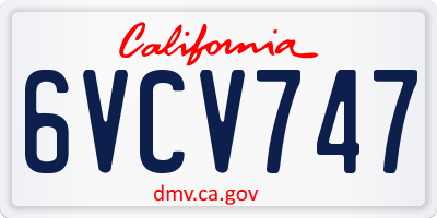 CA license plate 6VCV747