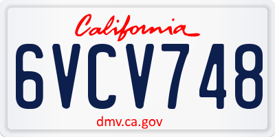 CA license plate 6VCV748