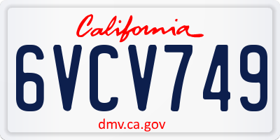 CA license plate 6VCV749