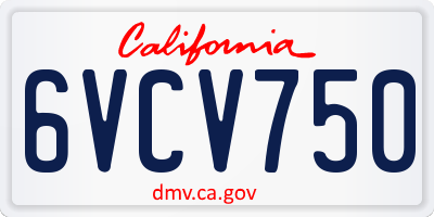 CA license plate 6VCV750