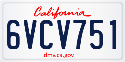 CA license plate 6VCV751