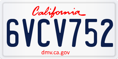 CA license plate 6VCV752