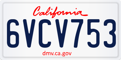 CA license plate 6VCV753