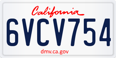 CA license plate 6VCV754
