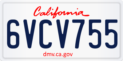 CA license plate 6VCV755